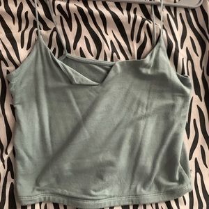 Grey Blue Cropped Tank Top with Top Notch